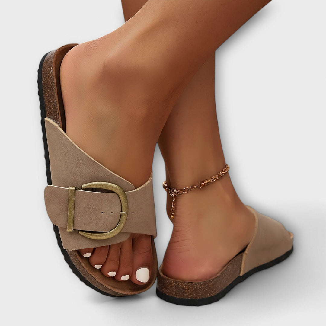 Margarita - Sandalias de corcho para mujer con diseño de hebilla