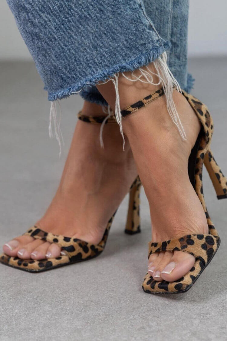 Julia - Sandalias de tacón alto con estampado de leopardo