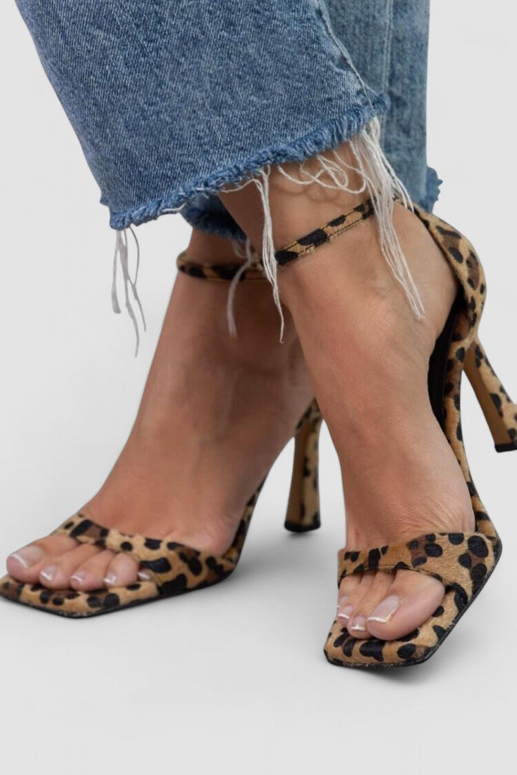 Julia - Sandalias de tacón alto con estampado de leopardo
