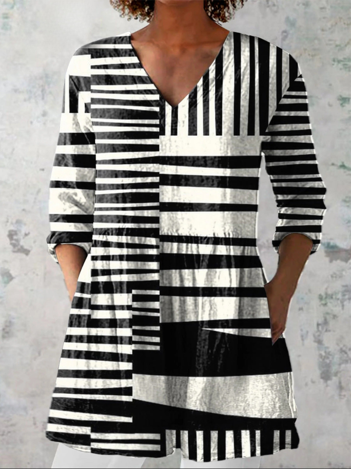 Capri | Camisa vintage cuello V manga larga