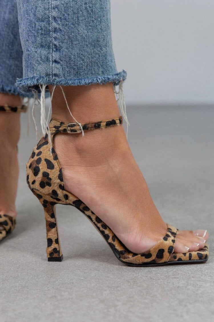 Julia - Sandalias de tacón alto con estampado de leopardo