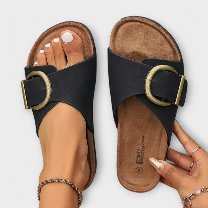 Margarita - Sandalias de corcho para mujer con diseño de hebilla
