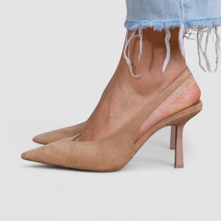 Marlena - Zapatos de tacón slingback nude con un tacón fino