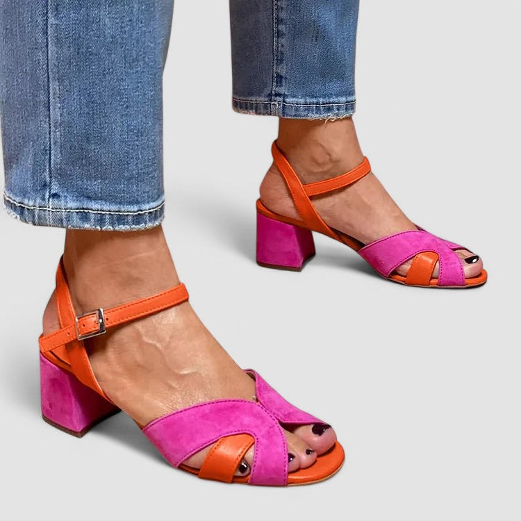 Lorette - sandalias de combinación de colores con tacón cómodo