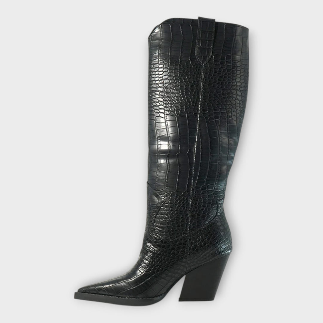 Botas con Diseño Croco y Tacón Elegante