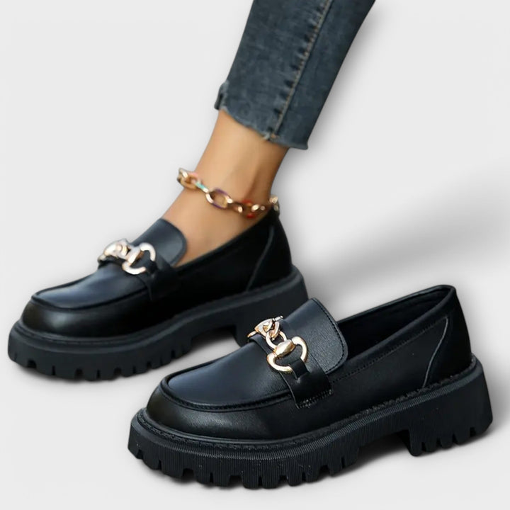 Lucía - Mocasines de plataforma para mujer con hebilla de cierre