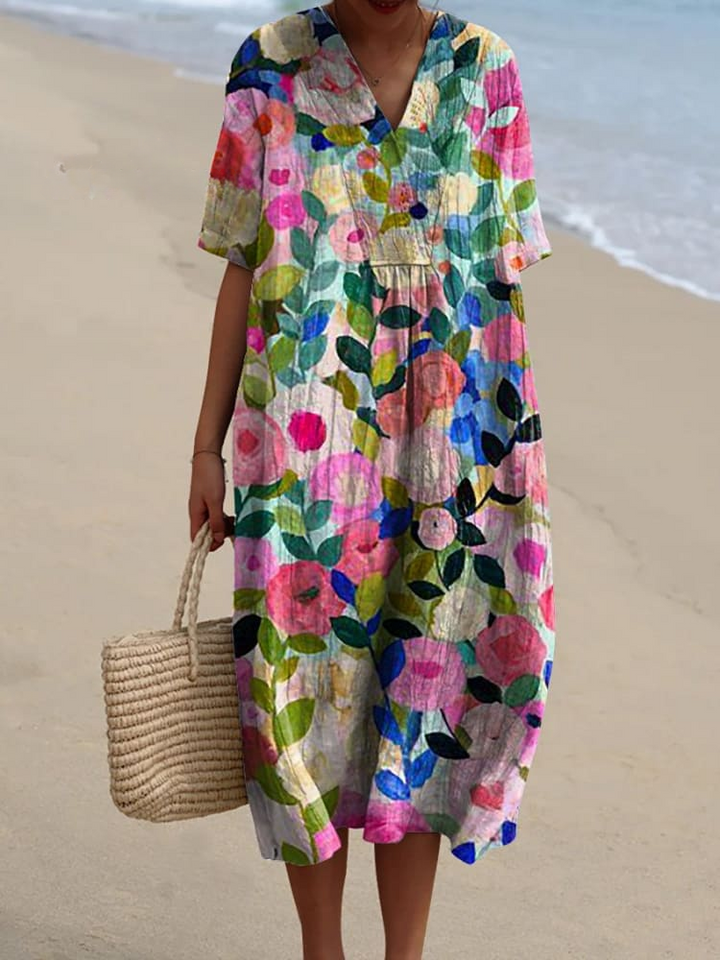Margaret - Vestido Flowy con Estampado Floral Vibrante