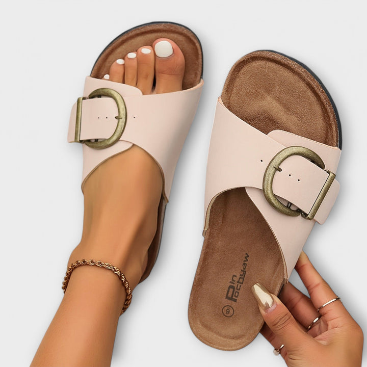 Margarita - Sandalias de corcho para mujer con diseño de hebilla