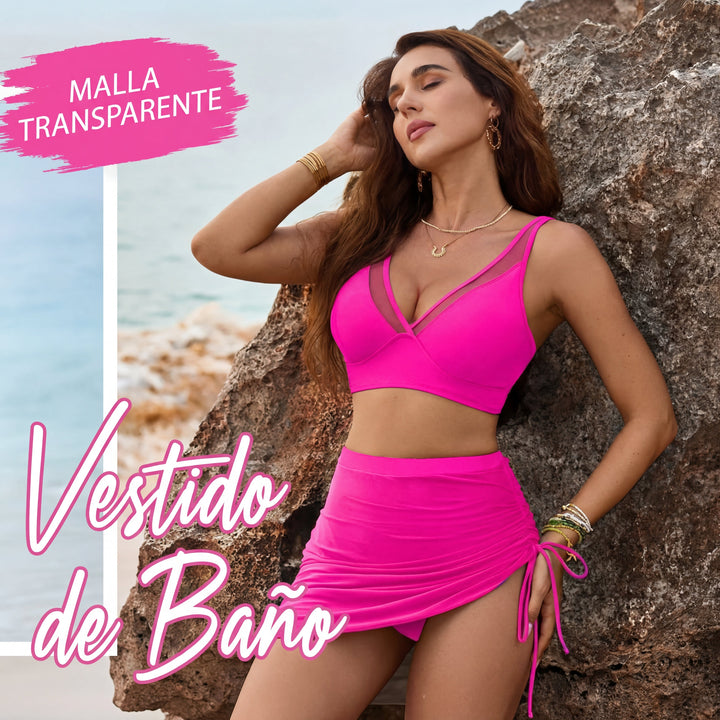 Sara - Bikini con falda de cintura alta y efecto moldeador