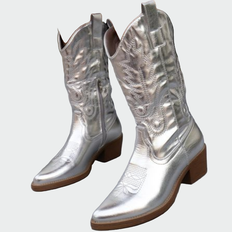 Botines de cowboy metálicos