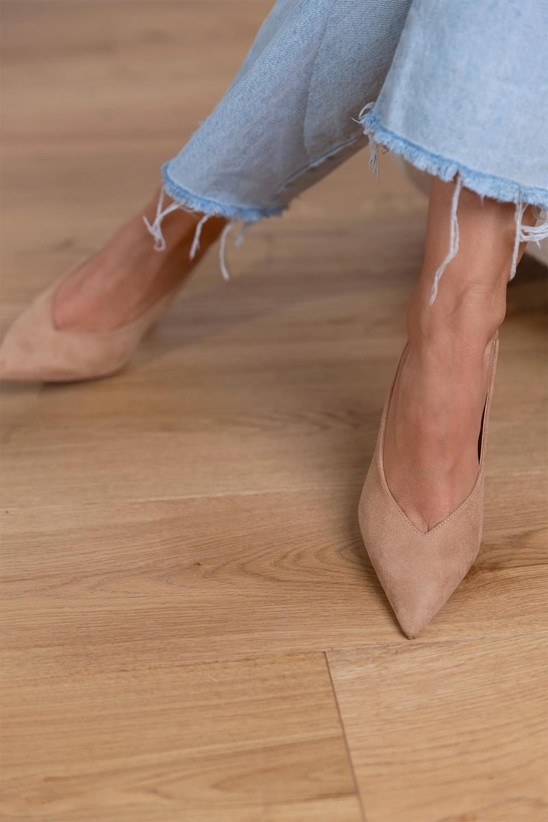 Marlena - Zapatos de tacón slingback nude con un tacón fino